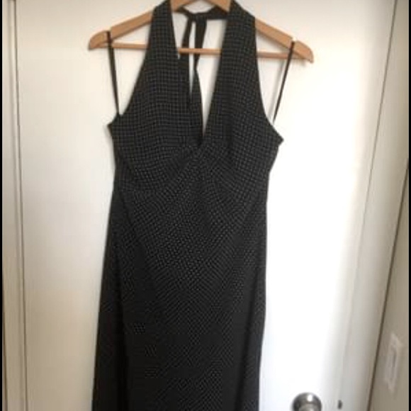 Black w/White Polka Dot Halter Dress Sz 13 - Picture 1 of 3